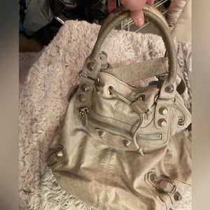 K white Balenciaga hobo bag